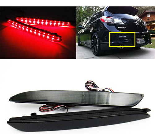 2 Luz Freno Trasera Led Lente Ahumada Negra Para Mazda3 Jdm