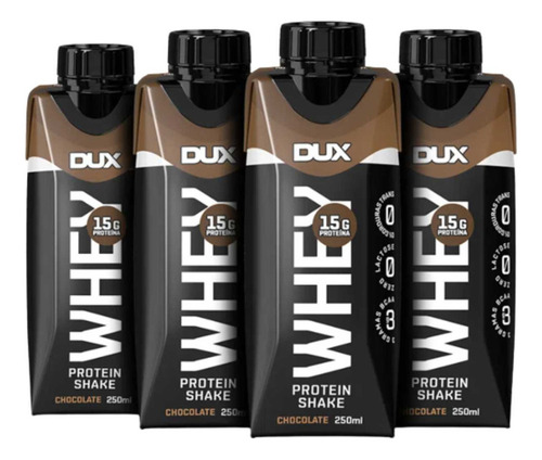 Combo 4x Shake Protein 250ml Zero Lactose Whey Concentrado Sabor Chocolate