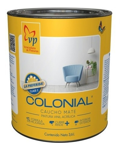 Pintura Caucho Mate Colonial Marfil Pastel Galon Vp Tienda