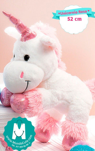 Hermoso Unicornio Rosado 55 Cm Mundocute Feliz Navidad