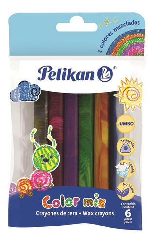 Crayon Escolar Pelikan Jumbo Mix X6 Colores