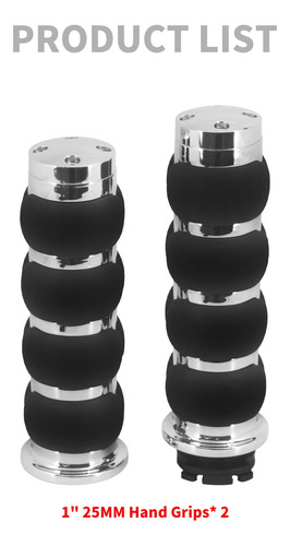 Empuñaduras De Goma Hdbubalus 1 Pulgada Para Harley 1995 Cromo Y Negro