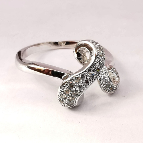 Imagen 2 de 3 de Anillo Mujer Plata Laminada Zirconias Blanco Cúbicas Talla 7