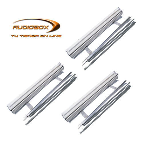 Tres Roll Up Porta Banner Display D Plástico Pvc 80cmx2 Mts