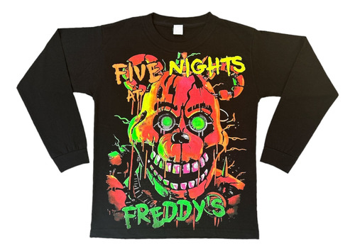 Remera Manga Larga Five Nights At Freddys Brilla En La Noche