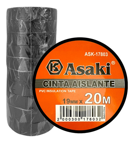 Pack 10 Cinta / Huincha Aisladora 19mm X 20m Profesional