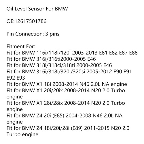 L Sensor De Nivel De Aceite 12617501786 6rp008324 Para Bmw