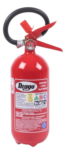 Matafuego Drago Aluminio Polvo Abc 2.5 Kg Alta Eficiencia Durabilidad Ideal Hogar Oficina Vehículos Departamentos Casas Comercios Negocios Locales Sello Iram