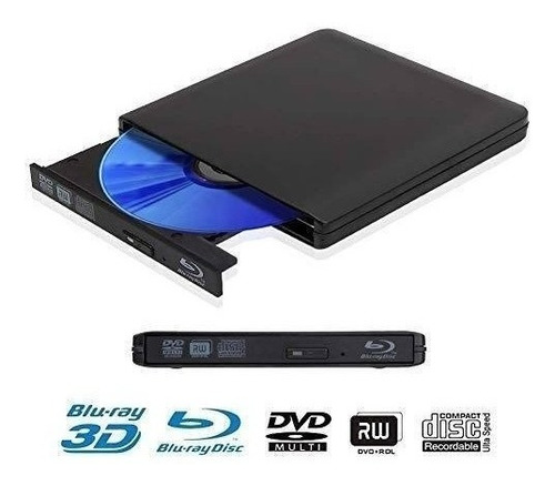Grabador De Dvd Externo 4k 3d Blu Ray, Portatil Ultra Delgad