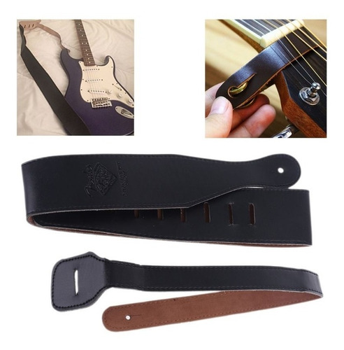 Imagen 6 de 6 de Correa Para Guitarra Ajustable Cuero Fender C. Negro