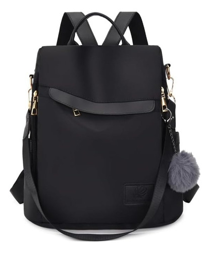 Mochila Urbana Juvenil Sistema Antirrobo Impermeable 30x28cm Negro Liso