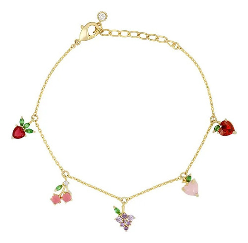 Tobillera Pulsera Para Pie Frutas Chapa Oro 18k Regalo Novia