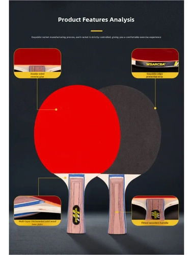 Set De Raqueta De Ping Pong Para Jóvenes Con 4 Bolas