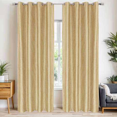 Cortinas blackout seda YRC alta calidad 264x240 Cm 2 paneles color beige