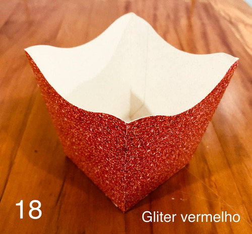 10 Cachepô De Papel Para Festa Imitação De Glitter Vermel