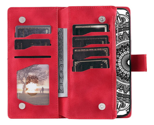 Funda De Piel Con Tapa Para Tarjetas Y Cartera .