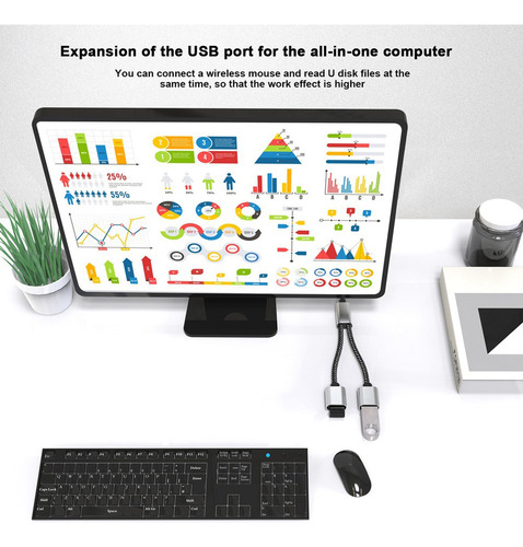 Cabo Adaptador Usb Para Usb 2.0 Triple Usb Port Hub Otg Hab