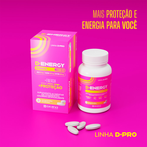 Vitamina D +Zinco +Taurina + Cafeína 30 cápsulas - D.Energy