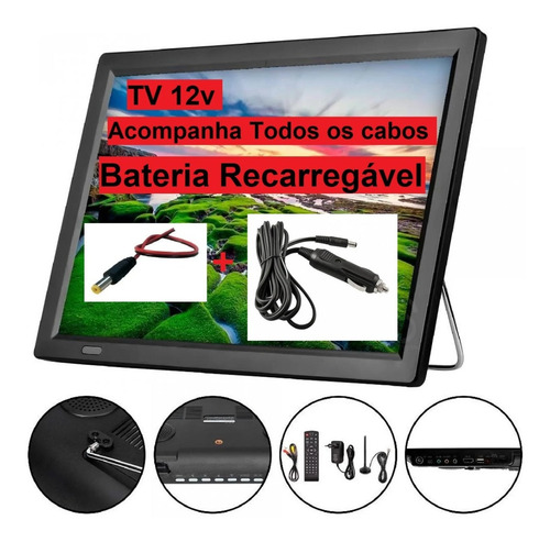 Imagem 6 de 10 de Tv Portátil Digital 15.4 12v Caminhão Carro Van Envio Imed.