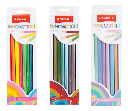 Lapices Simball Innovation Largos X 24 Metal Pastel Y Fluo