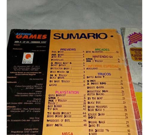 Revista Antigua ** Action Games ** N° 56 Juegos Trucos Nint (Usado)