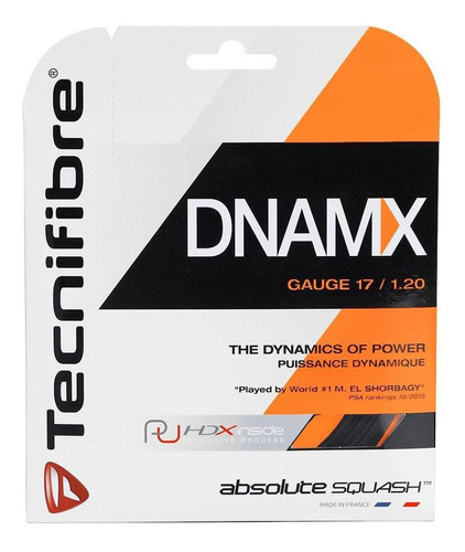Corda Tecnifibre Dynamx squash Preto, 17 L, 1,20 mm, set individual