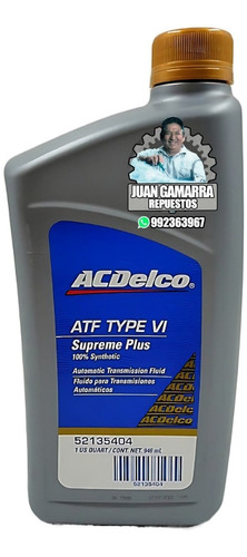 Aceite Acdelco Type Vi Dexron 6 Original Caja Automatica Gm