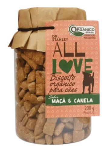 Kit 2x: Biscoito Orgânico Cães Maçã E Canela All Love 200g