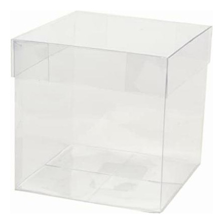 Paquete Cubo De Plastico Transparente Con Tapa De Carton Fan