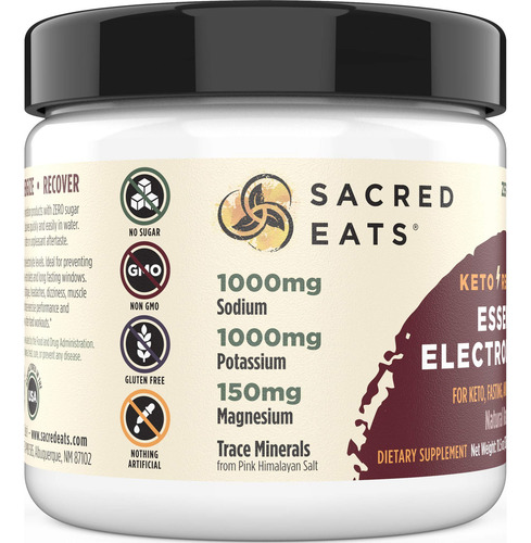 Sacred Eats Polvo De Electrolitos Keto Y Suplemento De Hidra