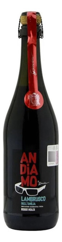 Pack De 6 Vino Espumoso Andiamo Único Lambrusco Rosso 750 Ml