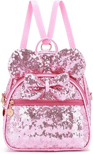 Minnie Mouse Mochila Mini Con Diseño De Lunares Lindo Y Moño Para Niñas, Convertible A Bandolera Y Bolso Para Mujeres