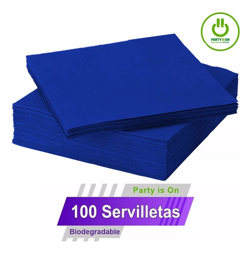 100 Servilletas De Papel Party Is On Color Azul rey