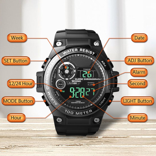 10 Atm Impermeable Reloj Buceo Deportivo Para Hombre Y Niños