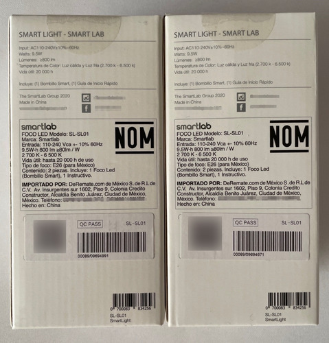 Lote De 2 Focos Inteligentes Smartlab Smartlight 800lm (Usado)