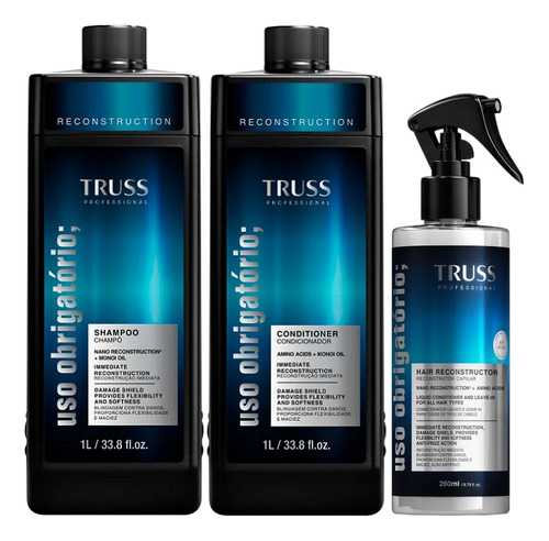 Truss Shampoo 1l + Condicionador 1l + Spray Uso Obrigatório