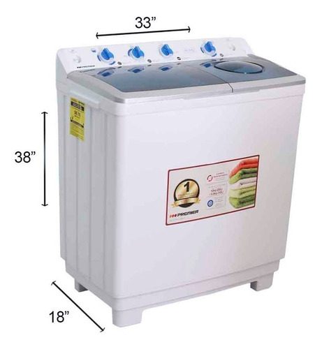Imagen 2 de 4 de Lavadora Dobletina 12kgs/5.5kgs - Premier - 7825t2c12wn1