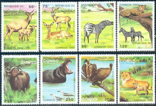 Estampillas República Del Congo 1993 - Animales De África