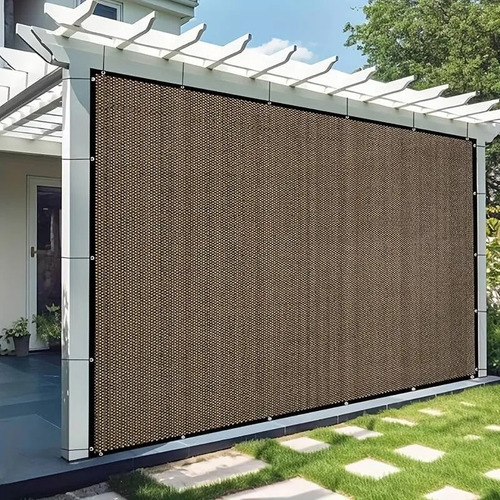 Malla Sombra Reforzada Para Exteriores 6x4 Metros Color Café Sombreado 90% Y Bloqueo Uv 95% Maya Sombra Raschel Toldo Café Para Jardin