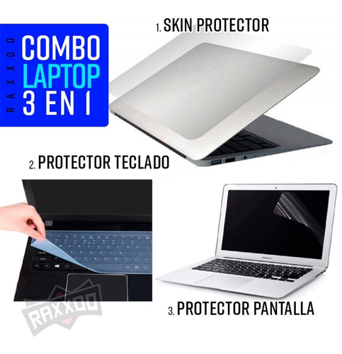 Protector De Pantalla + Teclado + Skin Para Laptop 15.6 3- 1