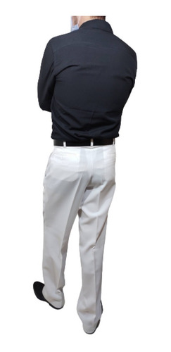 Imagen 3 de 5 de Pantalón De Vestir Blanco Corte Clásico Calidad Premium
