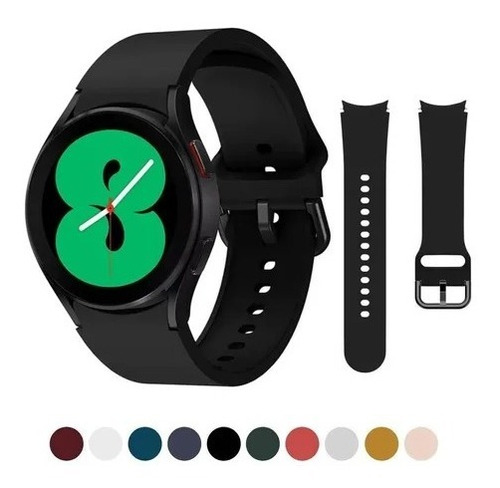 Pulseira Silicone Compatível Samsung Galaxy Watch4 40/44mm Cor Preto Largura 40.44 Mm