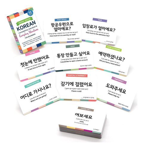 55 Tarjetas De Diálogo Esenciales Coreano 110 Frases D...