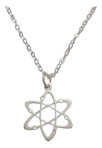 Collar Dije Ciencia Átomo En Plata Ley .925 Color Plateado