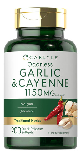Carlyle Ajo Y Cayena Inodoros 1150 Mg | 200 Cápsulas Blanda