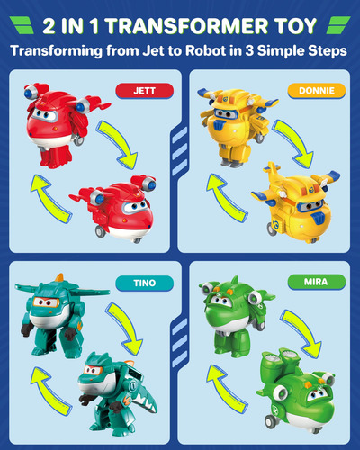 Pacote De 15 Transformadores Toy Super Wings Com Rodas Móvei