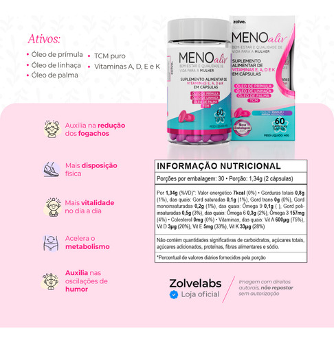 2un Meno Aliv® Com Vitaminas A, D, E E K 60 Cápsulas