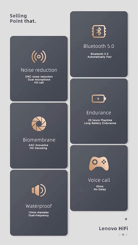 Imagen 6 de 8 de Audifonos Bluetooth Lenovo Lp2