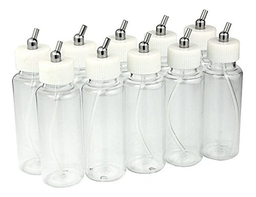10 X Aerógrafo 80 Cc Plástico Tarros De Botellas Tapas