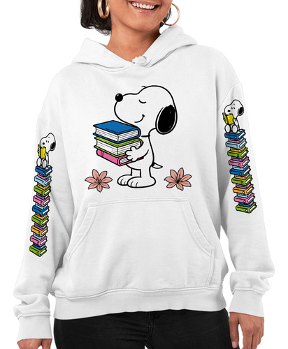 Sudadera Con Gorro Snoopy Libros Diseño En Mangas